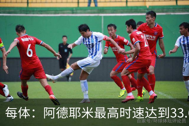 每体：阿德耶米最高时速达到33.6公里，全场冲刺多达39次